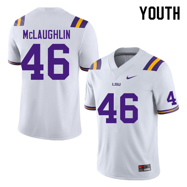 Youth #46 Blake McLaughlin LSU Tigers College Football Jerseys Sale-White - Click Image to Close